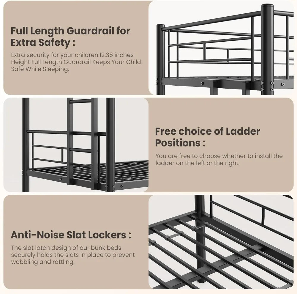 Twin Over Twin Bunk Bed with Trundle for