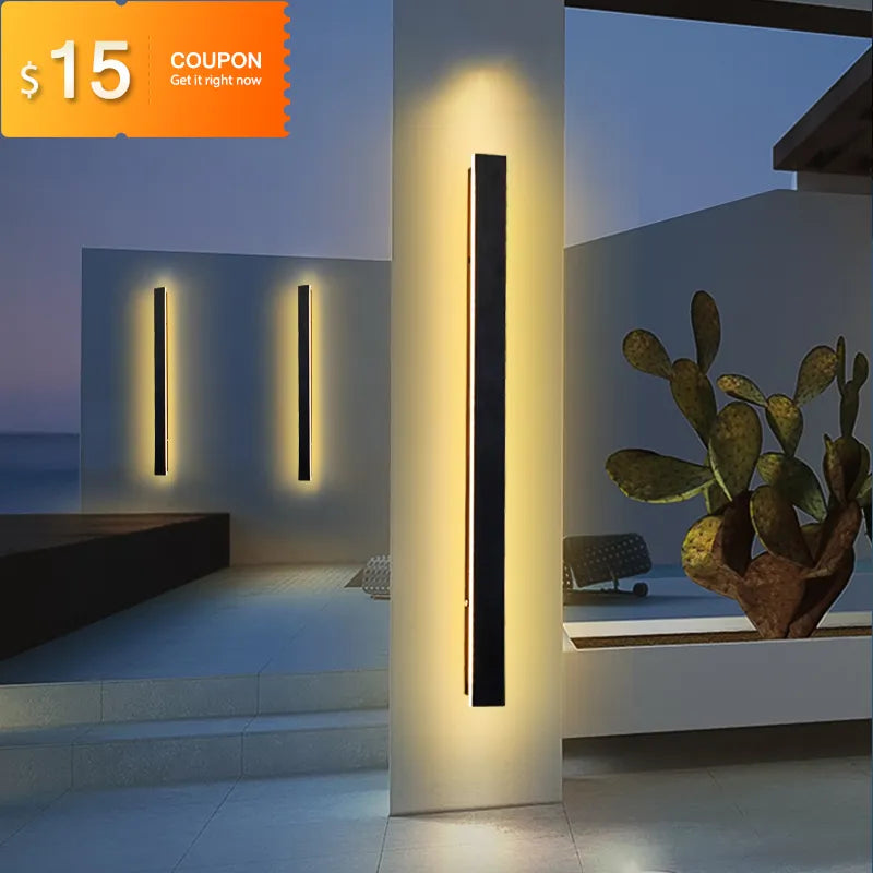 Modern Waterproof LED Outdoor Wall Lamp Long Strip