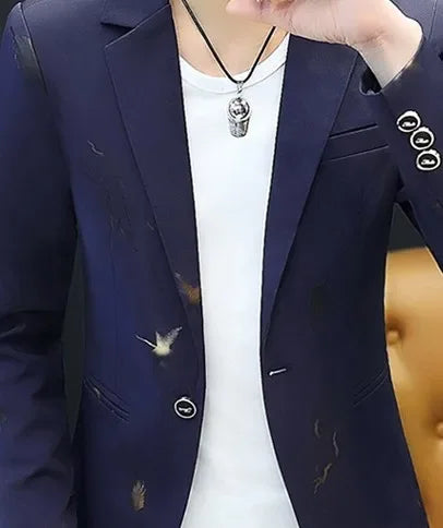 HOO 2024 Youth Slim blazer Men Fashion Casual