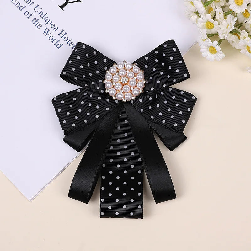 Korean Bow Tie Brooch Women's College Style Bank