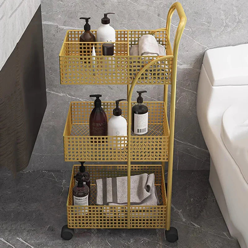 Utility Bathroom Cabinets Trolley Storage Bookcase Metal Basket