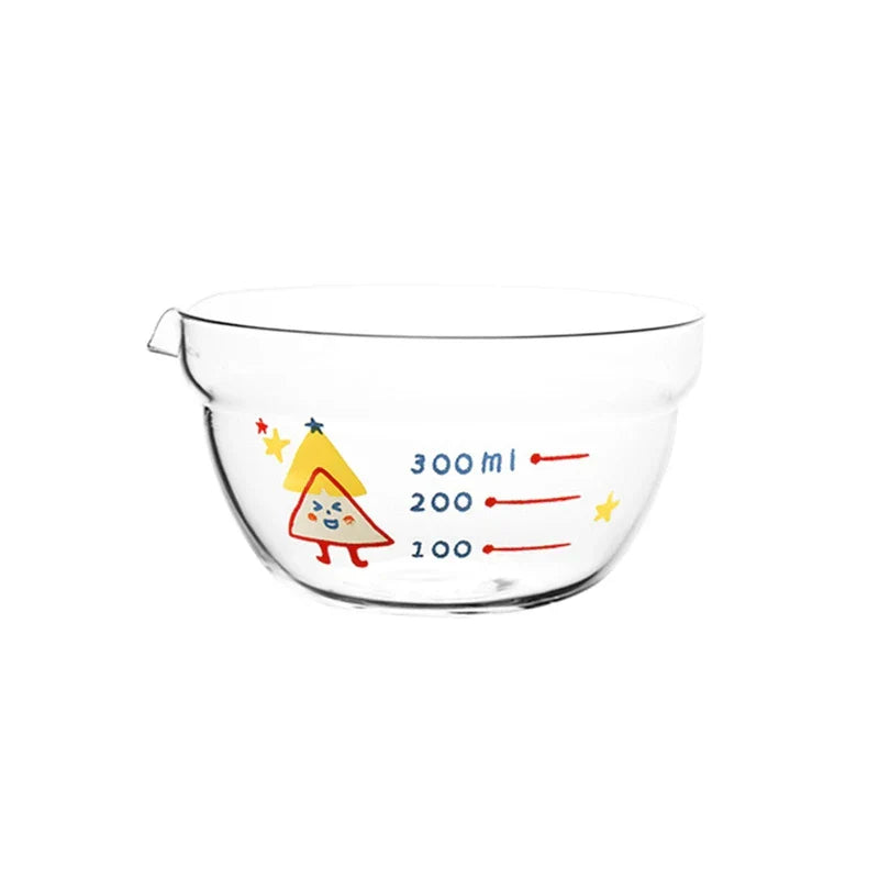 Kitchen Mixing Bowl with Spout Scale Glass Measuring