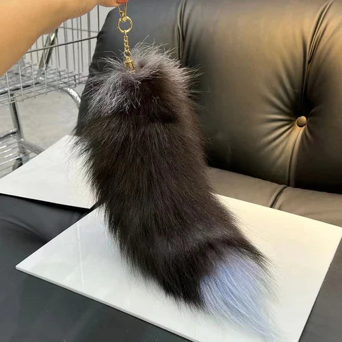 Real Fox Fur Tail Keychain Wolf Tail Fur