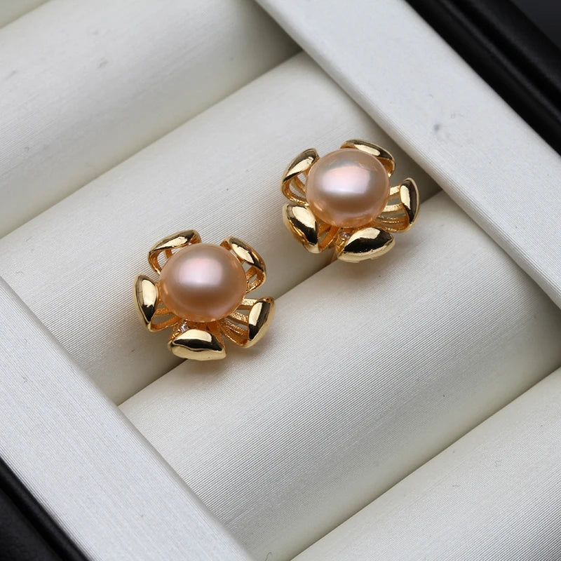 Genuine Cultured Freshwater Pearl Earring 925 Silver,Wedding Cute