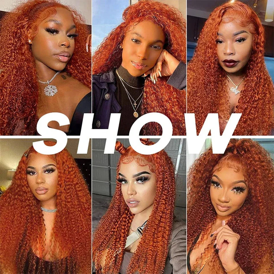 13x4 Deep Wave Orange Ginger Lace Front Wigs