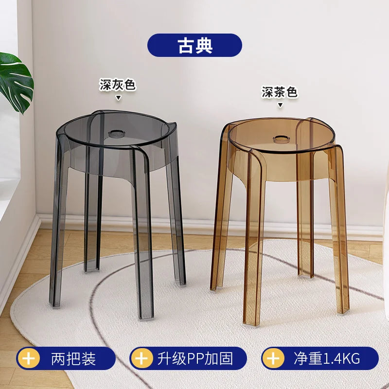 Transparent Plastic Stool Household Thickened Acrylic High Stool