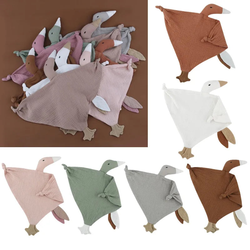Pure Cotton Muslin Baby Bib Cute Goose Sleeping
