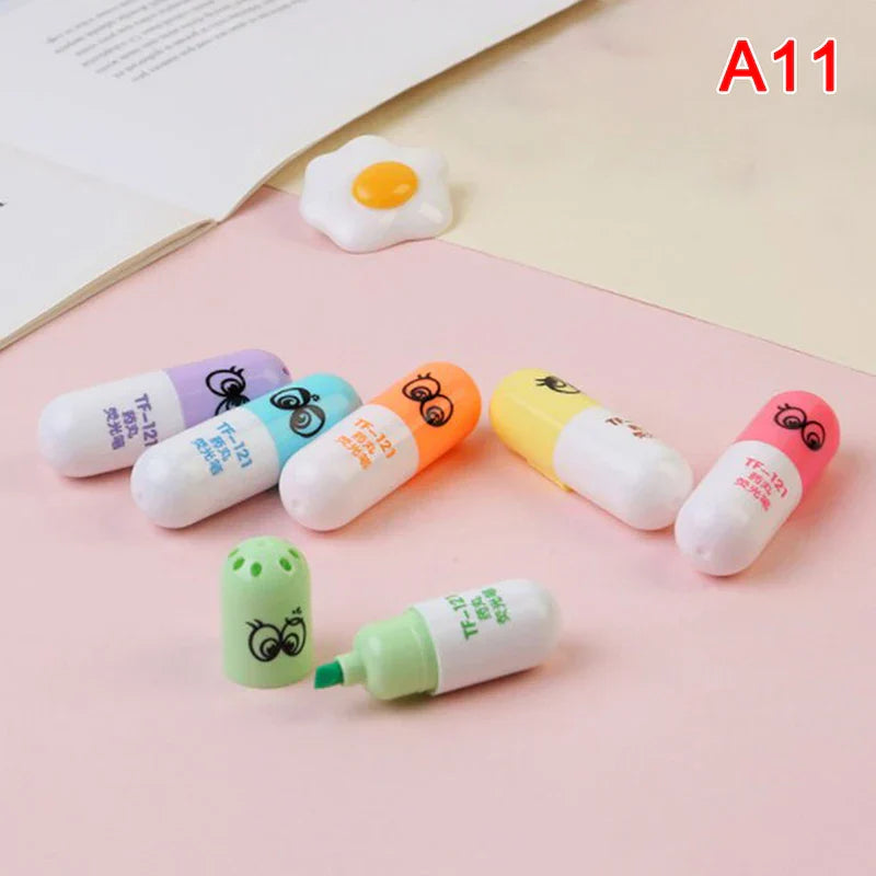 6Pcs/Lot Cute Cartoon Cat Highlighters School Office Stationery