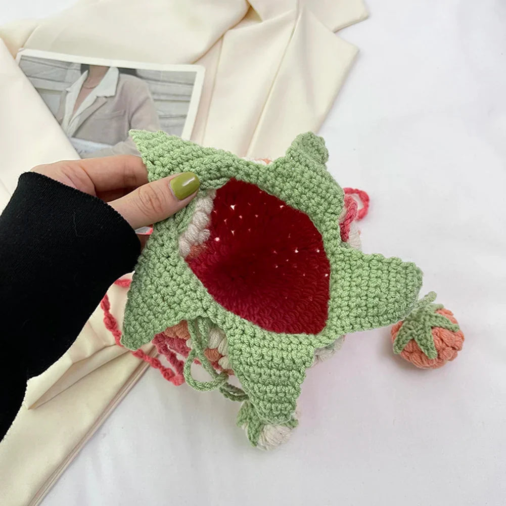 DIY Personalized Strawberry Crochet Sling Purses 2023 Novelty