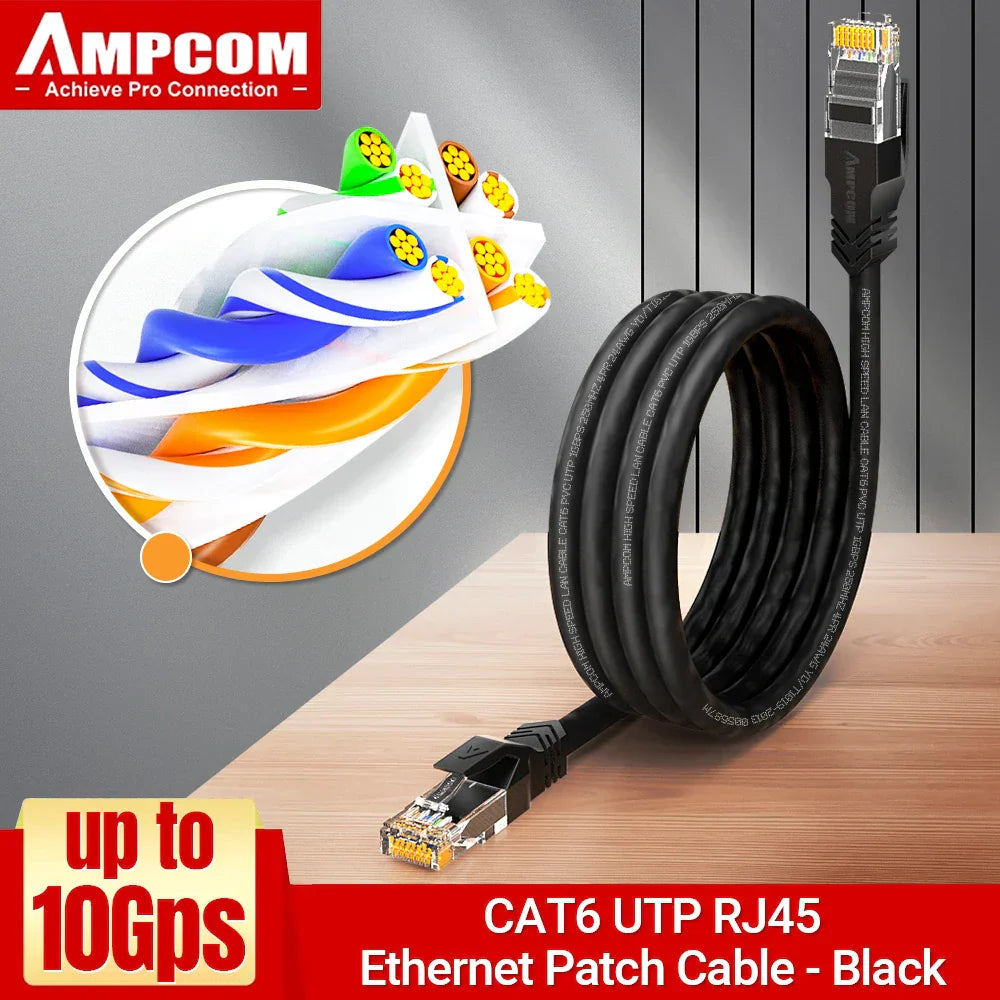 AMPCOM RJ45 Ethernet Cable, Cat6 Lan Cable (24AWG)