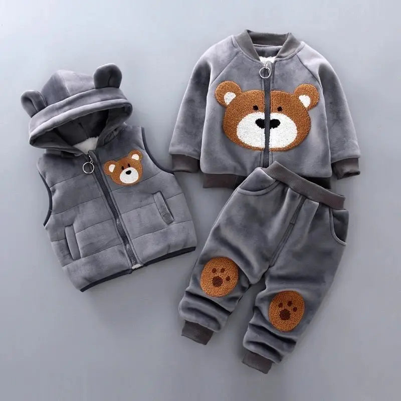 Autumn Winter Baby Boys Clothes Sets Thick Fleece