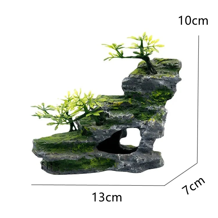Large Resin Aquarium Fish Tank Mountain View Oranment