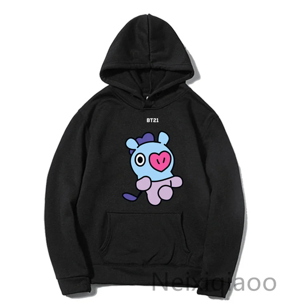 Plus Size Bt21 Cartoon Prints Hoody Women Men