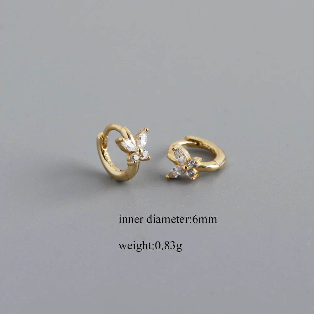 CCFJOYAS 6/8/10mm 925 Sterling Silver Butterfly-shaped Small Hoop