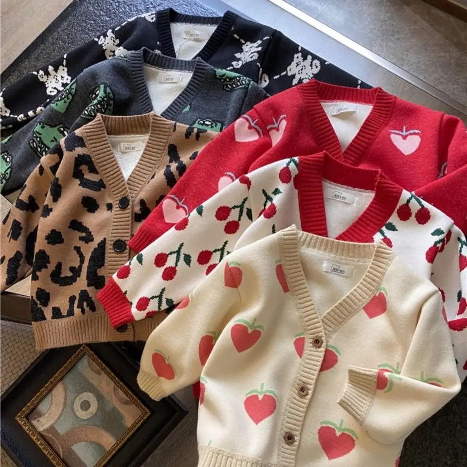 2022 Autumn Winter Girls Boys Fleece Knitting Sweaters