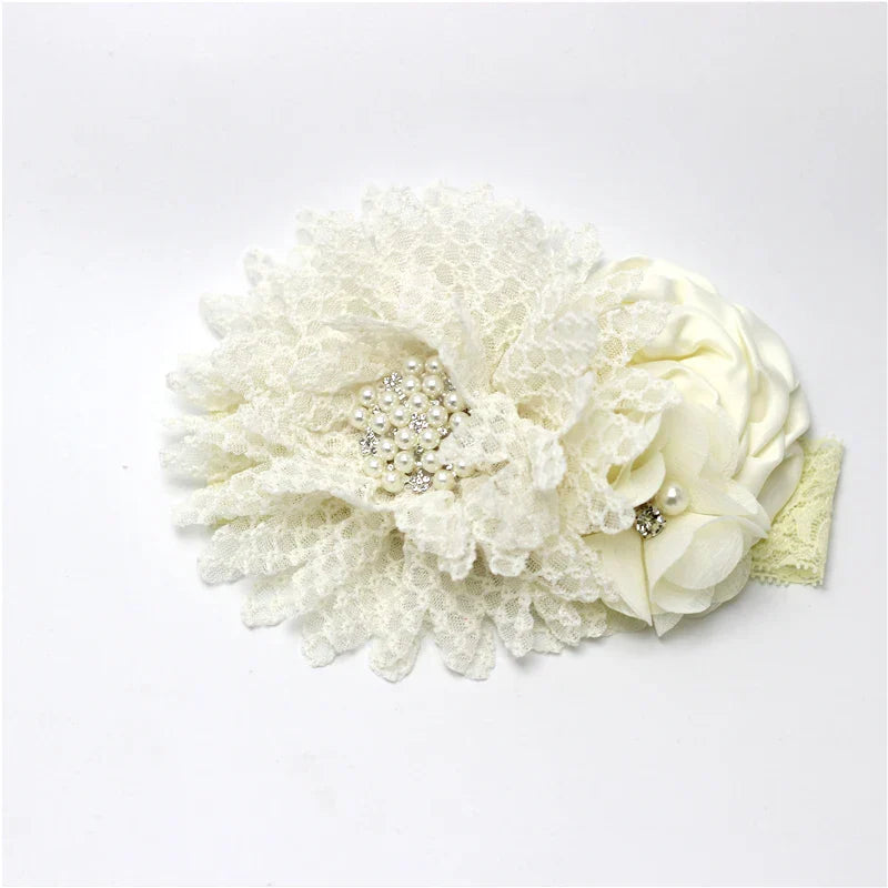 Baby girls Flower Headband Newborn Infant Pearl Flowers