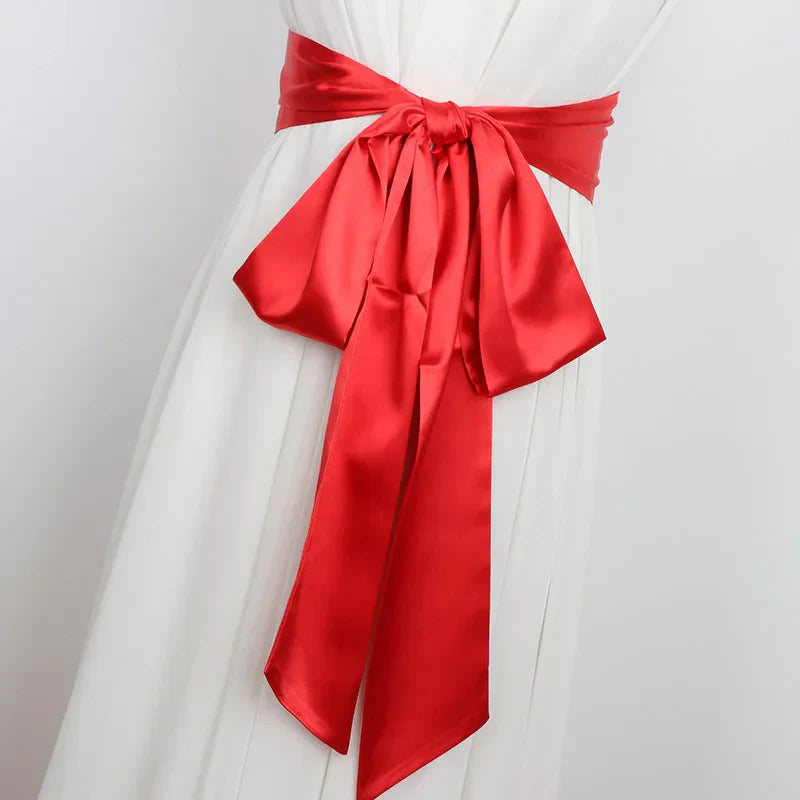 Satin Silk Wide Belt Women 250cm Long Japanese