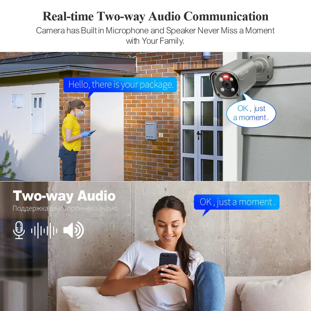Techage 4K 8MP PoE Outdoor Two-way Audio Bullet