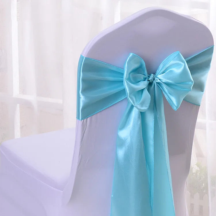 10/50/100pcs Satin Chair Bow Sashes Wedding Chair Knots