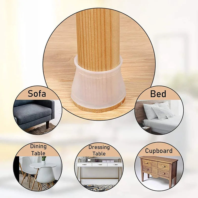 Upgraded 8/16pcs Furniture Silicone Protection Cover with Felt