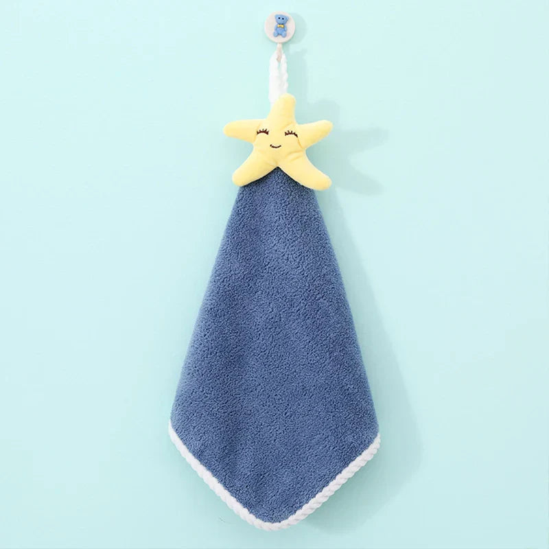 Cute Cartoon Hanging Hand Towels Soft Plush Absorbent