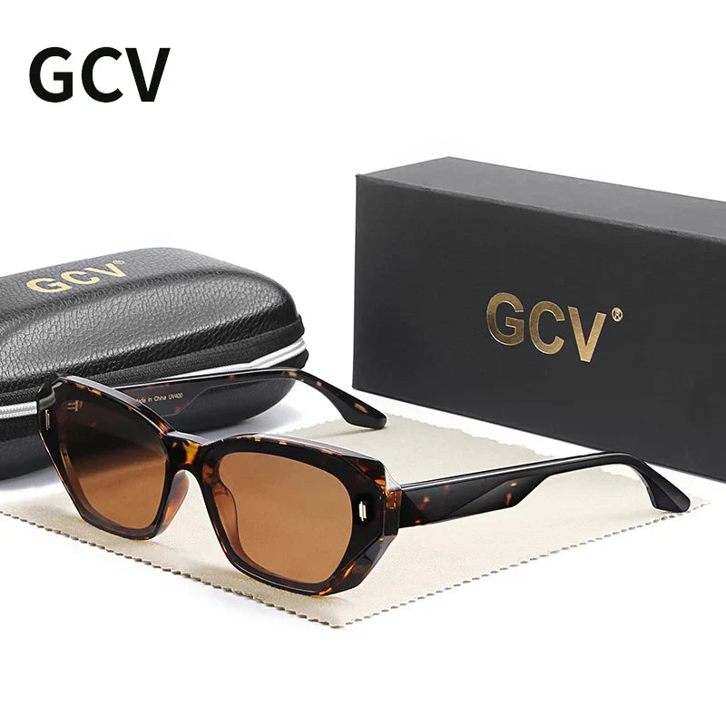 GCV Brand Acetate Cat Eye Polarized Sunglasses Women