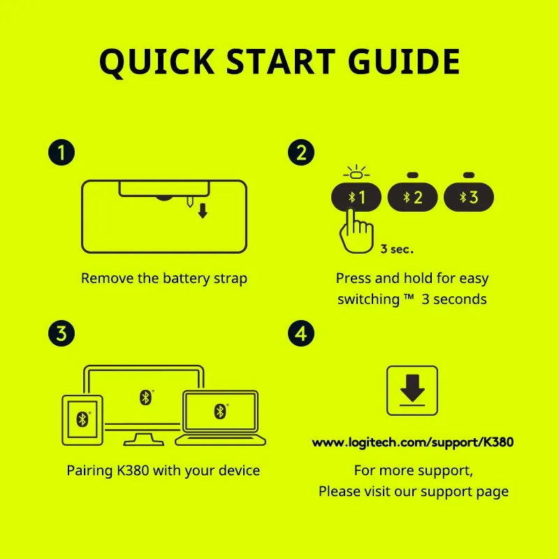 Logitech K380 Wireless Bluetooth Network Red Keyboard Tablet