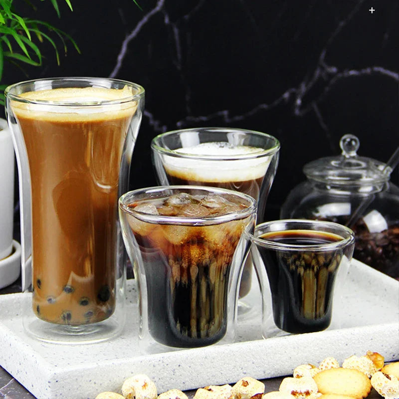 80/200ml Clear Double Wall Glass Espresso Coffee Cup