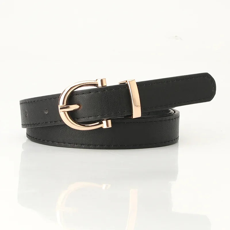 2023 Women Belts New PU Leather Simple Metal