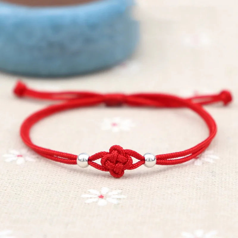 Lucky Bracelet for Women Handmade Red Rope Clover