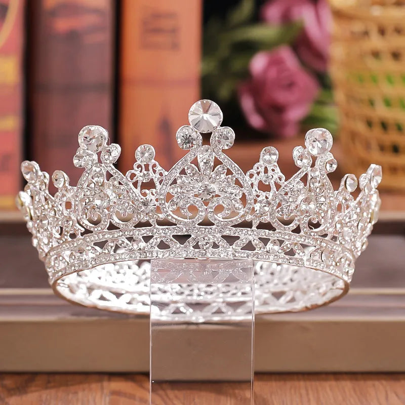 Crystal Rhinestone Round Crown Tiara Hair Jewelry Wedding