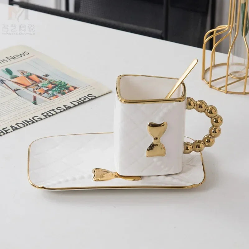 Creative ceramic Coffee cup, handmade diamond bag, ceramic
