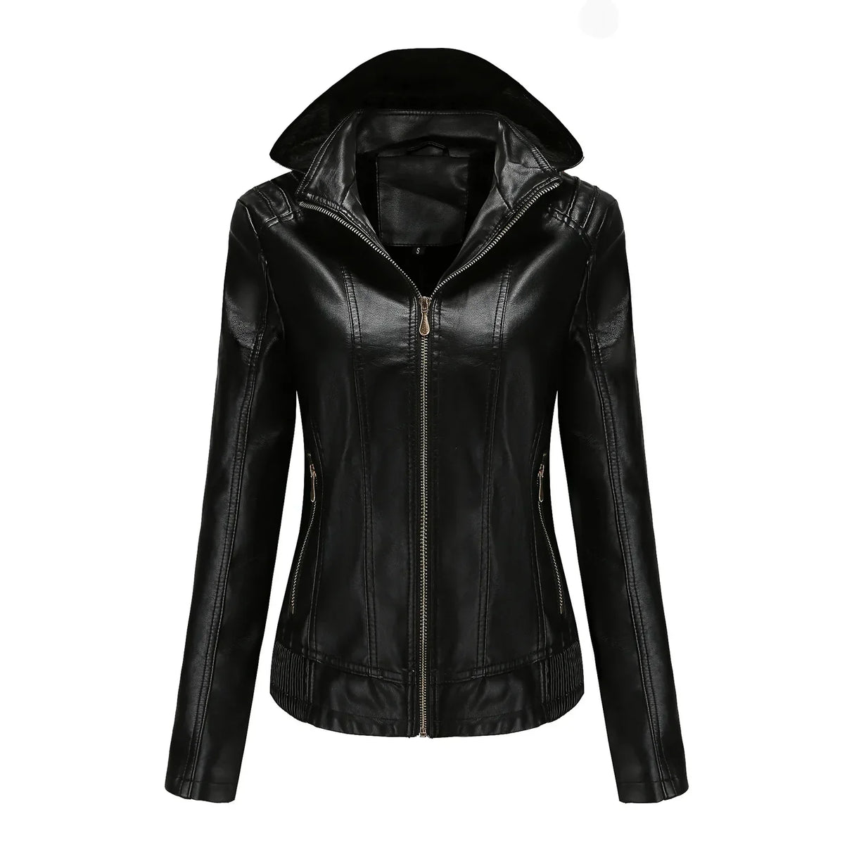 Women's Moto Biker Zipper Jacket Hooded Faux Fur