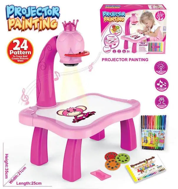 Kids Painting Board Toys Children LED Projector Art