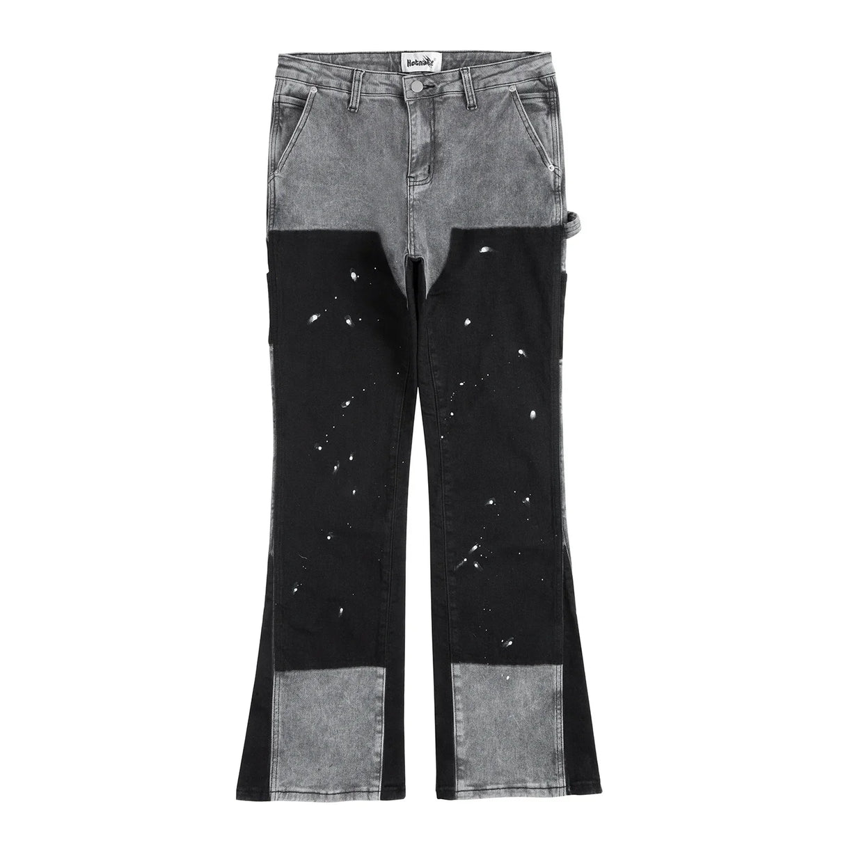 High Street Spliced Speckled Ink Micro Flare Pants