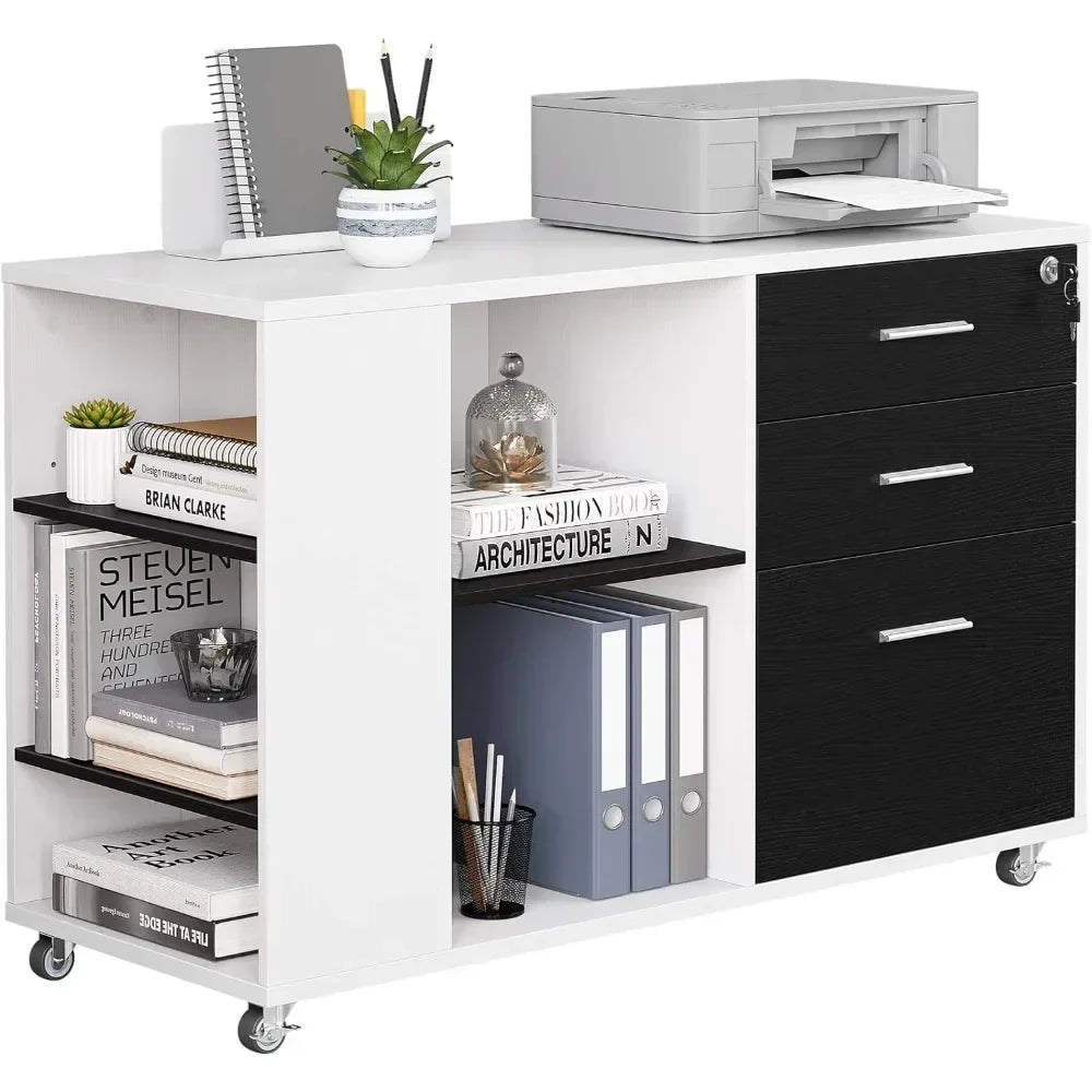 Mobile Wood File Cabinet Filing Cabinets 3 Drawer