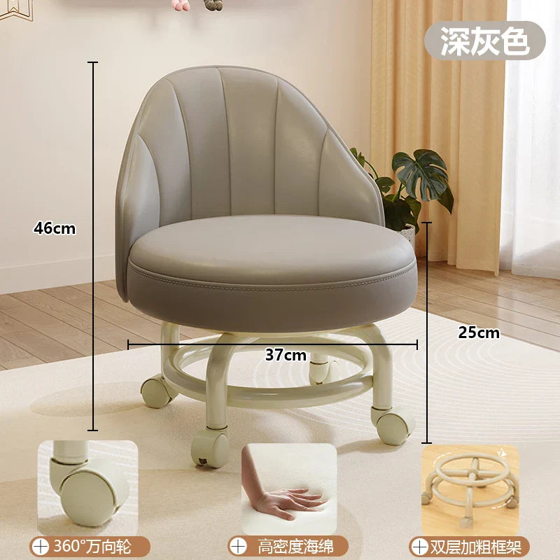 Household stool with wheel pulley low stool door