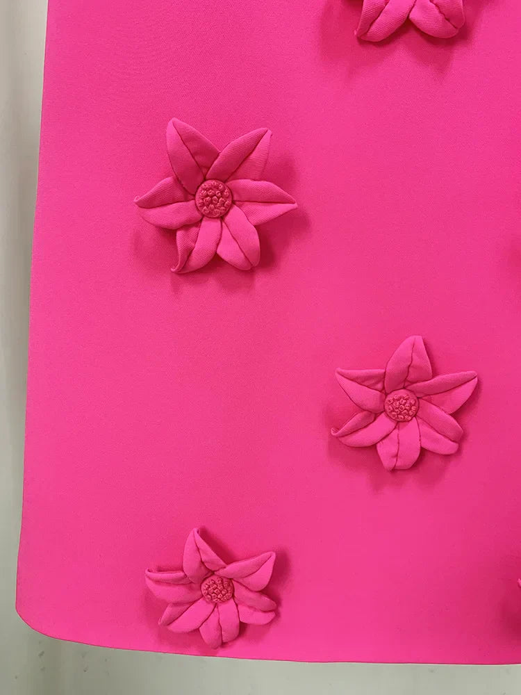 Women's Flower Decoration Dress A-Line Blazer Dress O-Neck