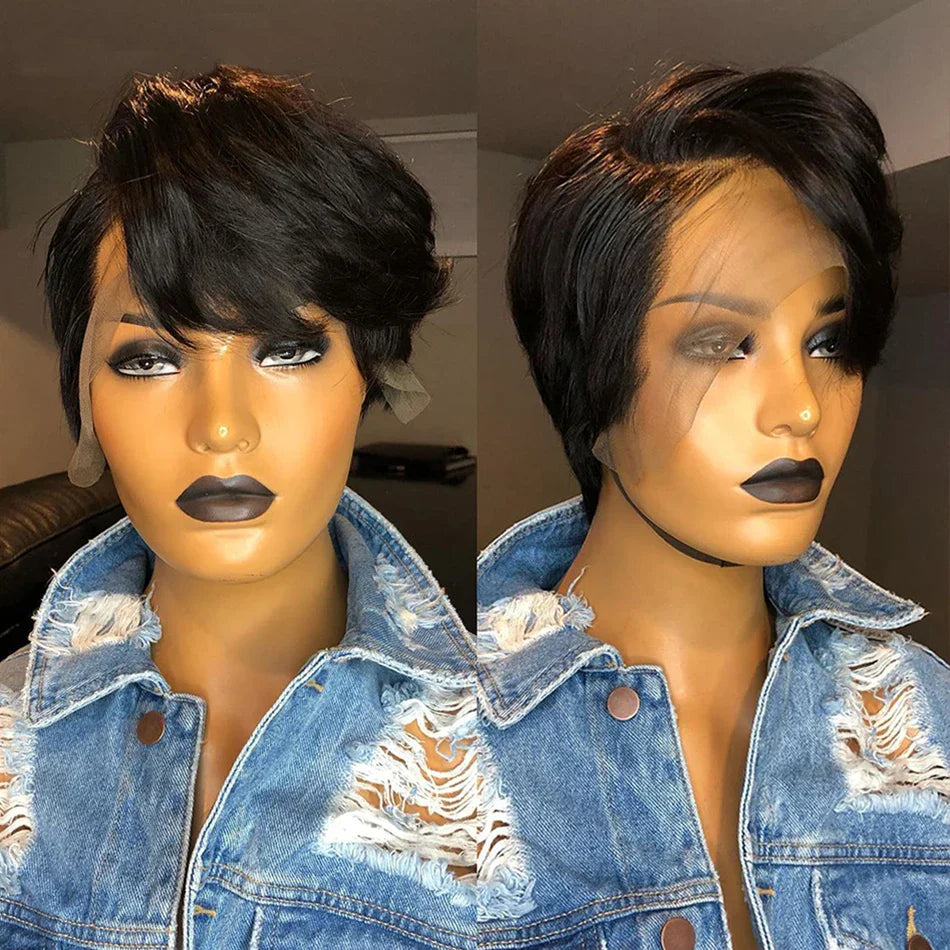 Pixie Cut Wig Transparent Lace Human Hair Wigs