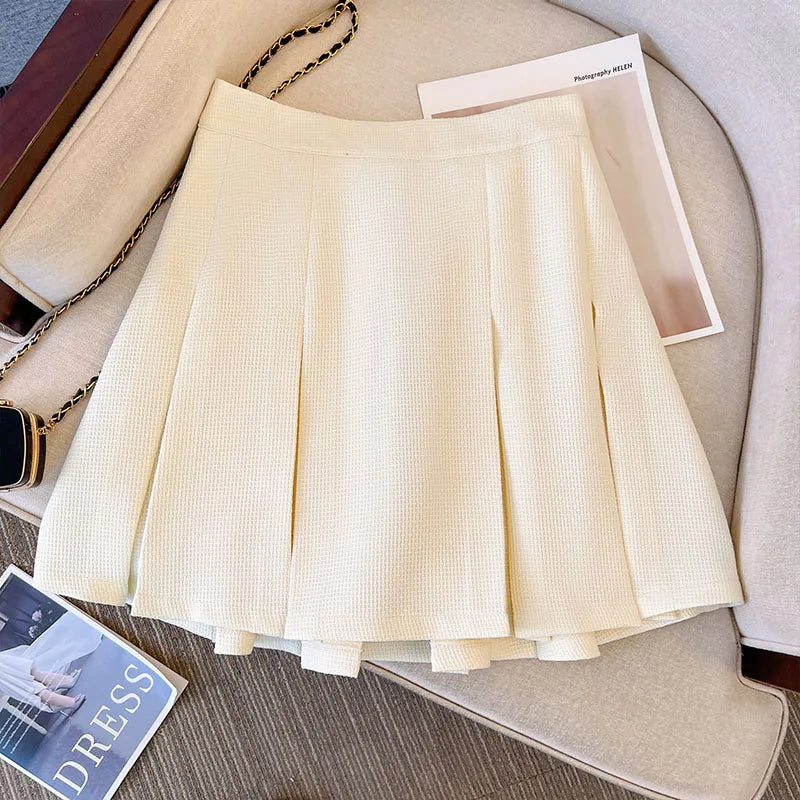 63638 Womens Thin Pleated Skirt Simple Short Skirt