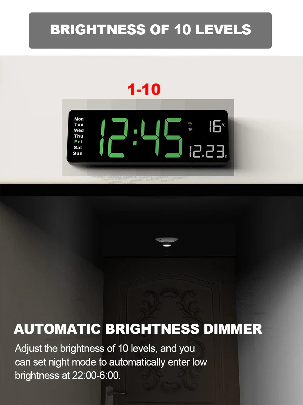 16inch Digital Wall Clock Large LED Alarm Clock