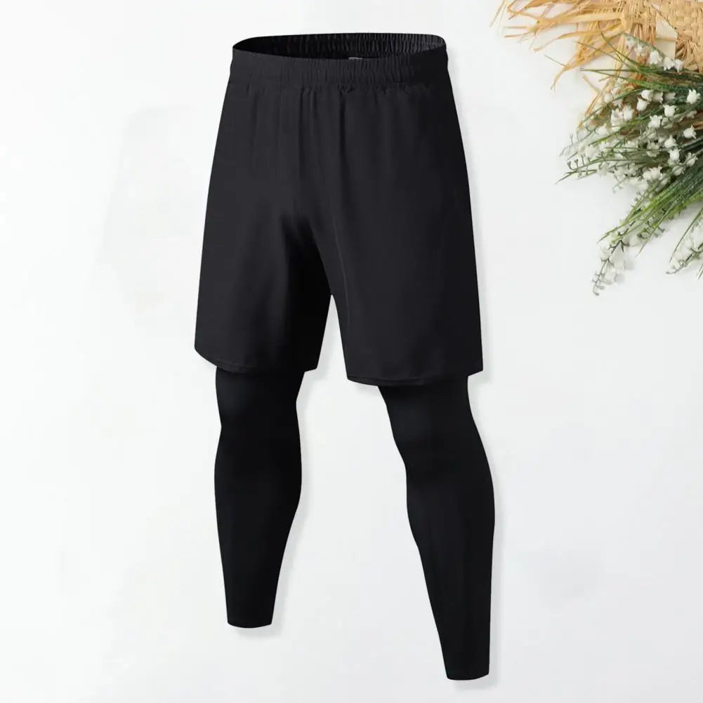 Men Fake Two-Piece Sport Pants Fitness Jogger Training