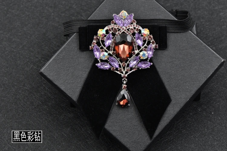 Men's Wedding Bow Tie Pins Set Luxury Rhinestone