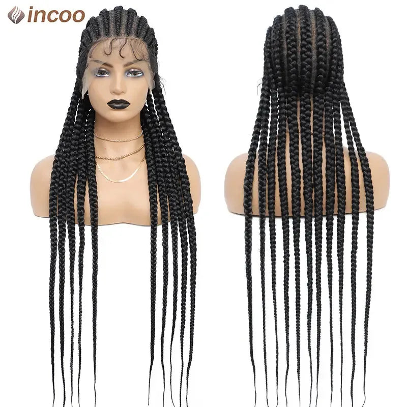 36" Full Lace Braided Wigs Women Jumbo Knotless