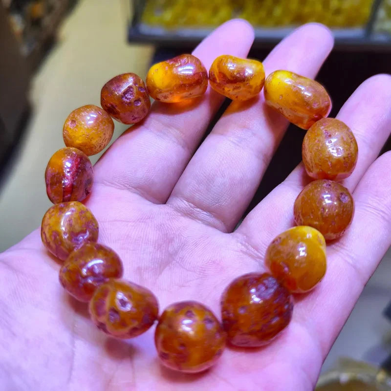 Natural Raw Amber Bracelet Men Women Healing Gemstone