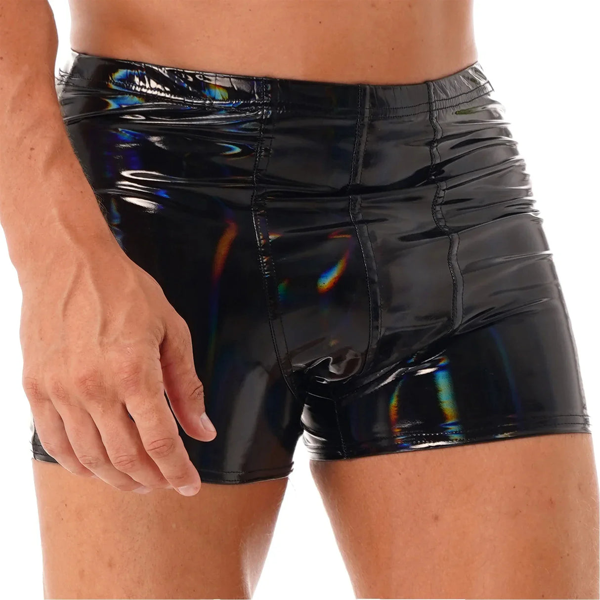 Sexy Mens Wet Look Patent Leather Boxer Briefs