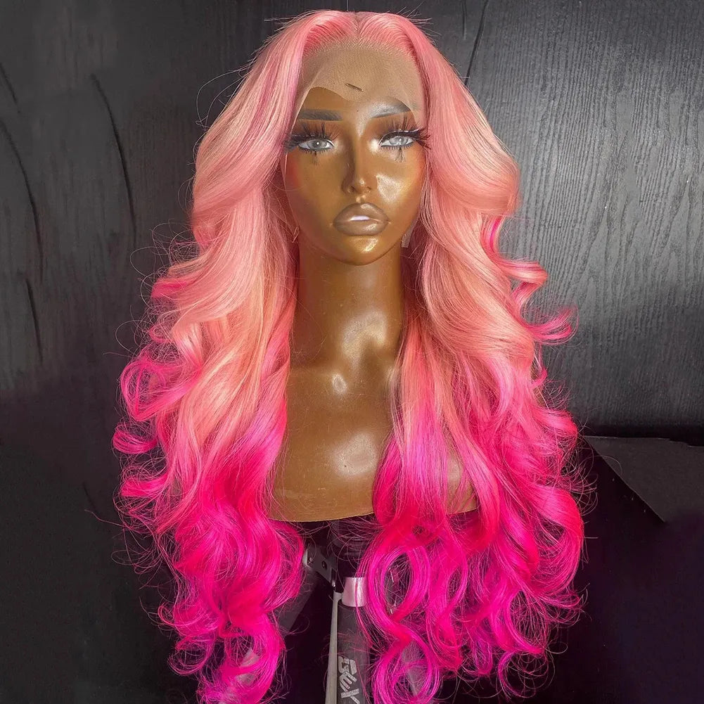 26Inch Ombre Pink Color Transparent Synthetic Lace Front