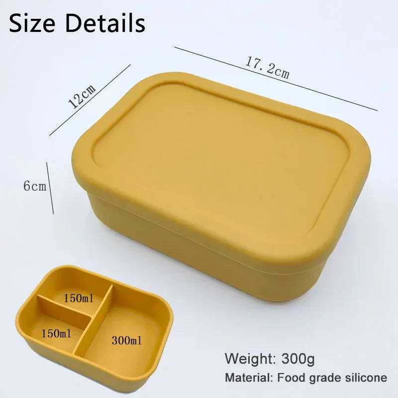 Silicone Bento Lunch Box For Kids 3-compartment Lunch