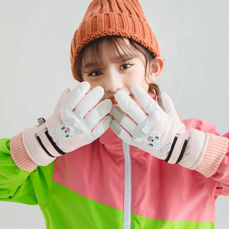 Cartoon Kids Gloves Thickened Warm Winter Ski FiveFinger