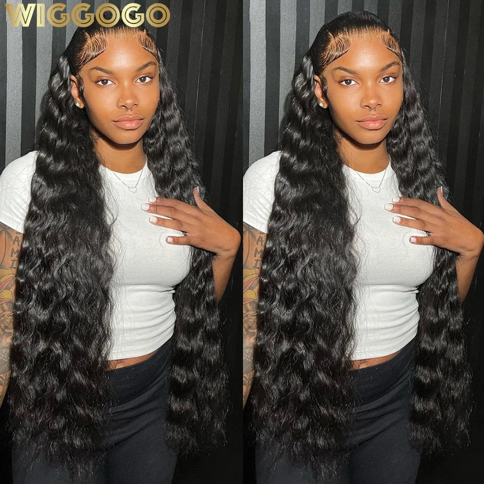 Wiggogo 40 Inch Human Hair 13X4 Deep Wave